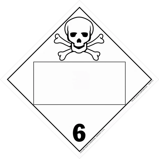 Warning sign with a skull and crossbones symbol and the number 6.