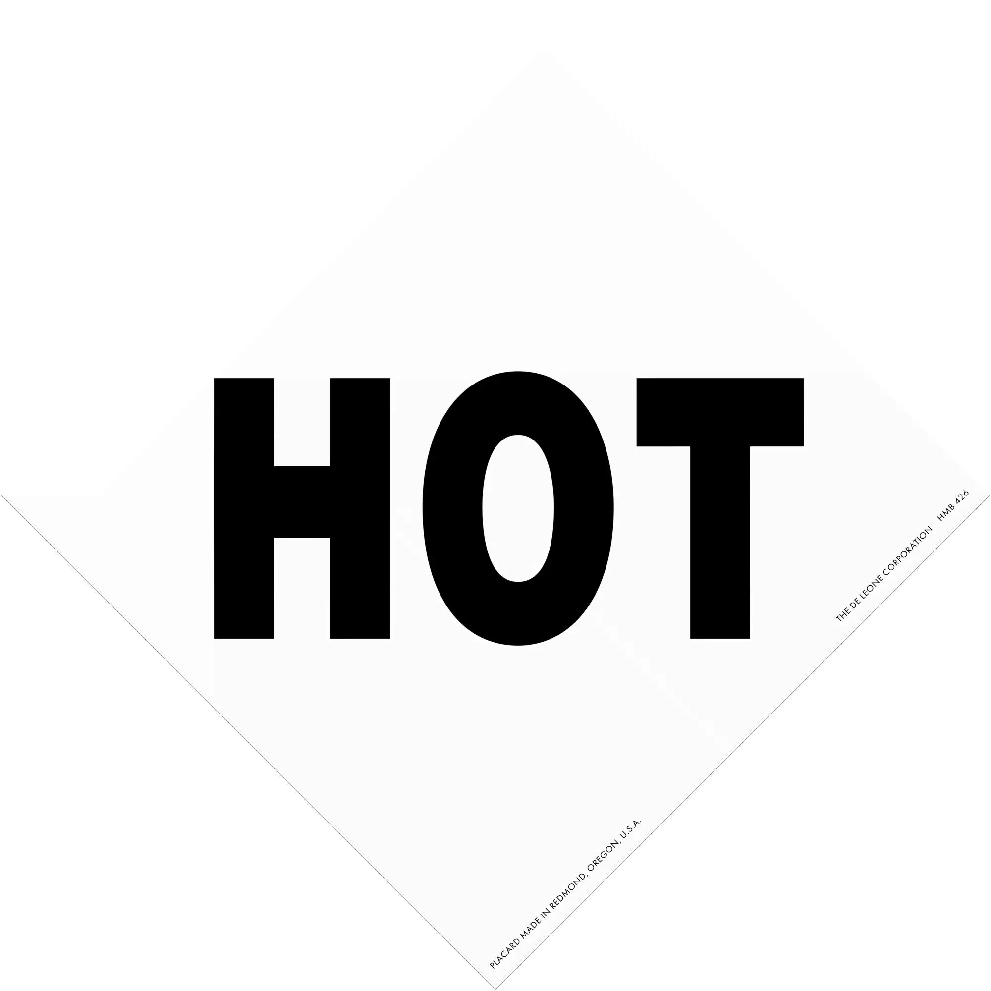 Bold black text spelling ’HOT’ on a white surface.