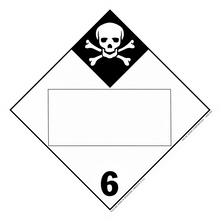 Hazardous materials warning placard with skull and crossbones symbol showing Division 6 toxic substances.