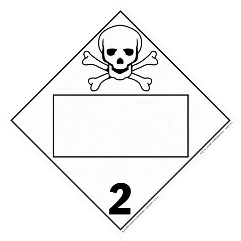 Warning placard with skull and crossbones symbol indicating toxic gases (hazard class 2).