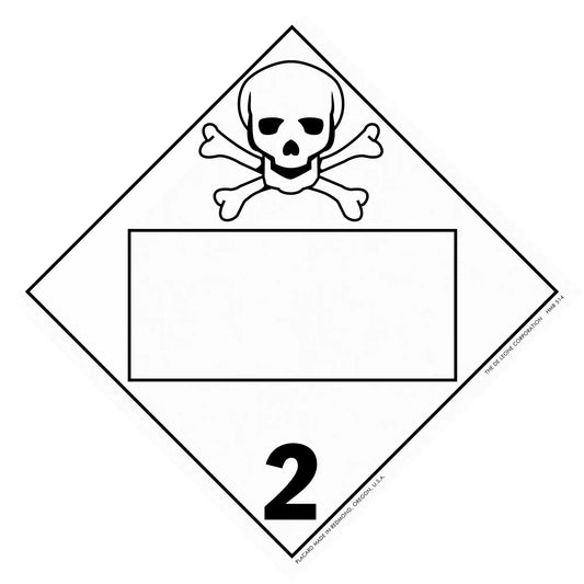 Warning placard with skull and crossbones symbol indicating toxic gases (hazard class 2).