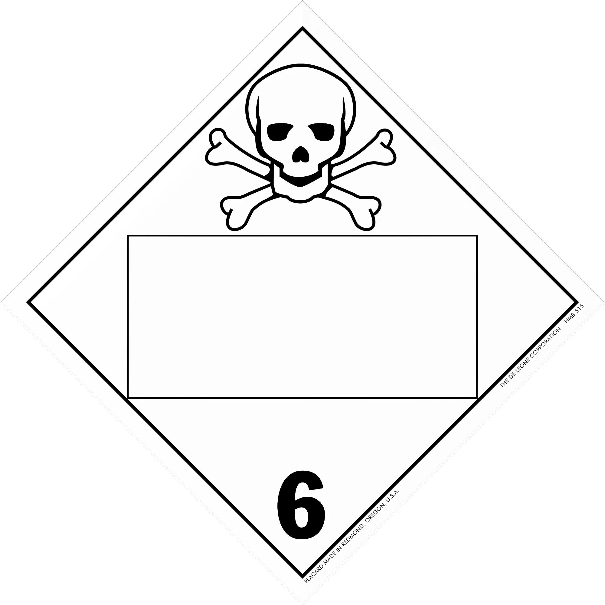 Warning sign with skull and crossbones symbol showing hazard class 6 for toxic substances.