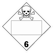 Warning sign with skull and crossbones symbol showing hazard class 6 for toxic substances.