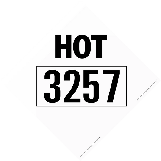 Black text displaying ’HOT 3257’’ with the numbers enclosed in a rectangular box.