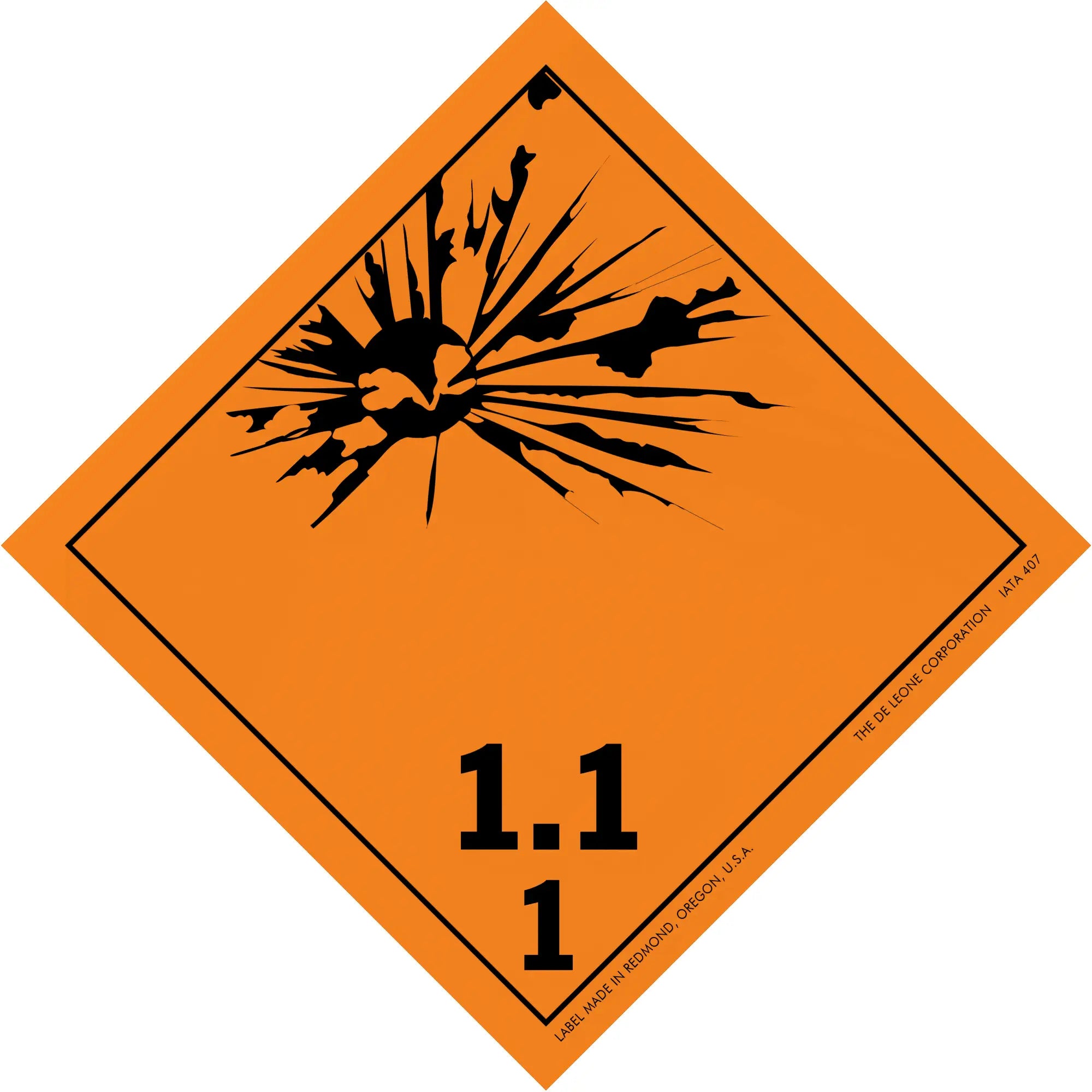 Orange explosive hazard placard.