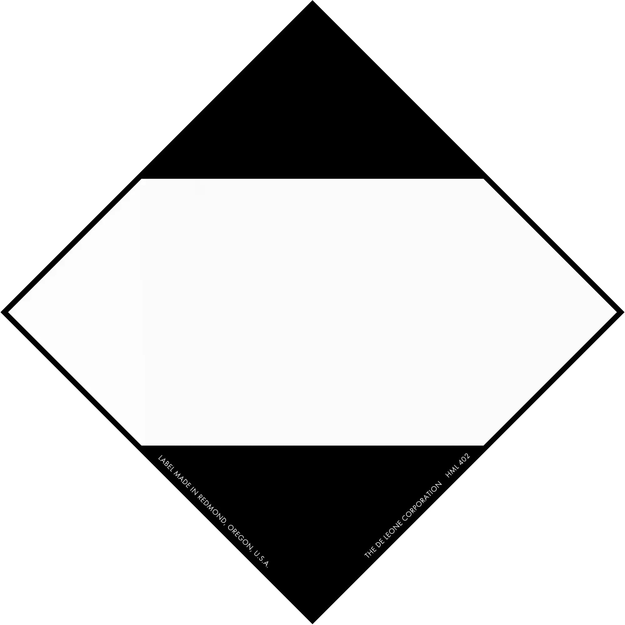 Diamond-shaped symbol with black triangles at top and bottom and a white center band.