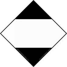 Diamond-shaped symbol with black triangles at top and bottom and a white center band.