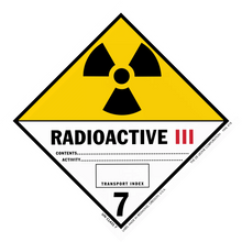 Warning sign for Class III radioactive materials with transport index 7.