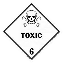 Warning sign with skull and crossbones symbol indicating toxic hazard class 6.