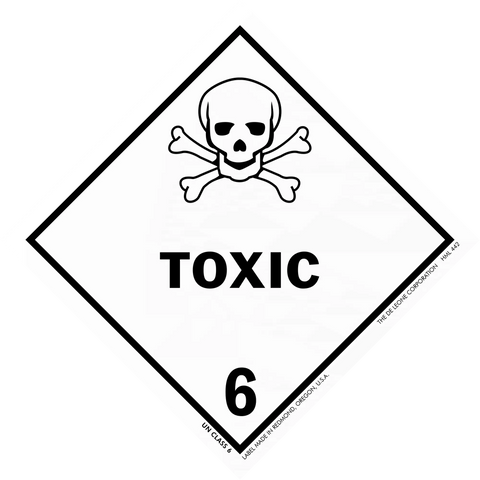 Warning sign with skull and crossbones symbol indicating toxic hazard class 6.