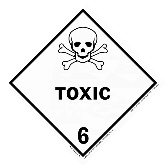 Warning sign with skull and crossbones symbol indicating toxic hazard class 6.