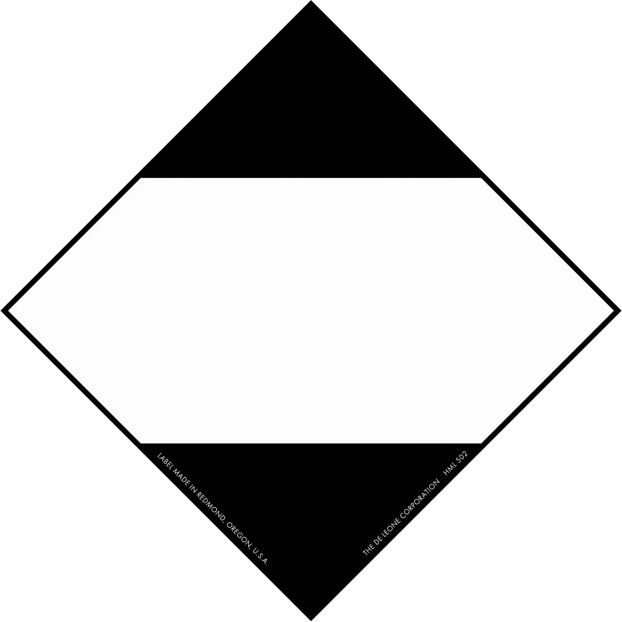 Diamond-shaped symbol with black triangles at top and bottom and a white center band.