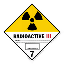 Warning sign for Class III radioactive materials with Transport Index 7.