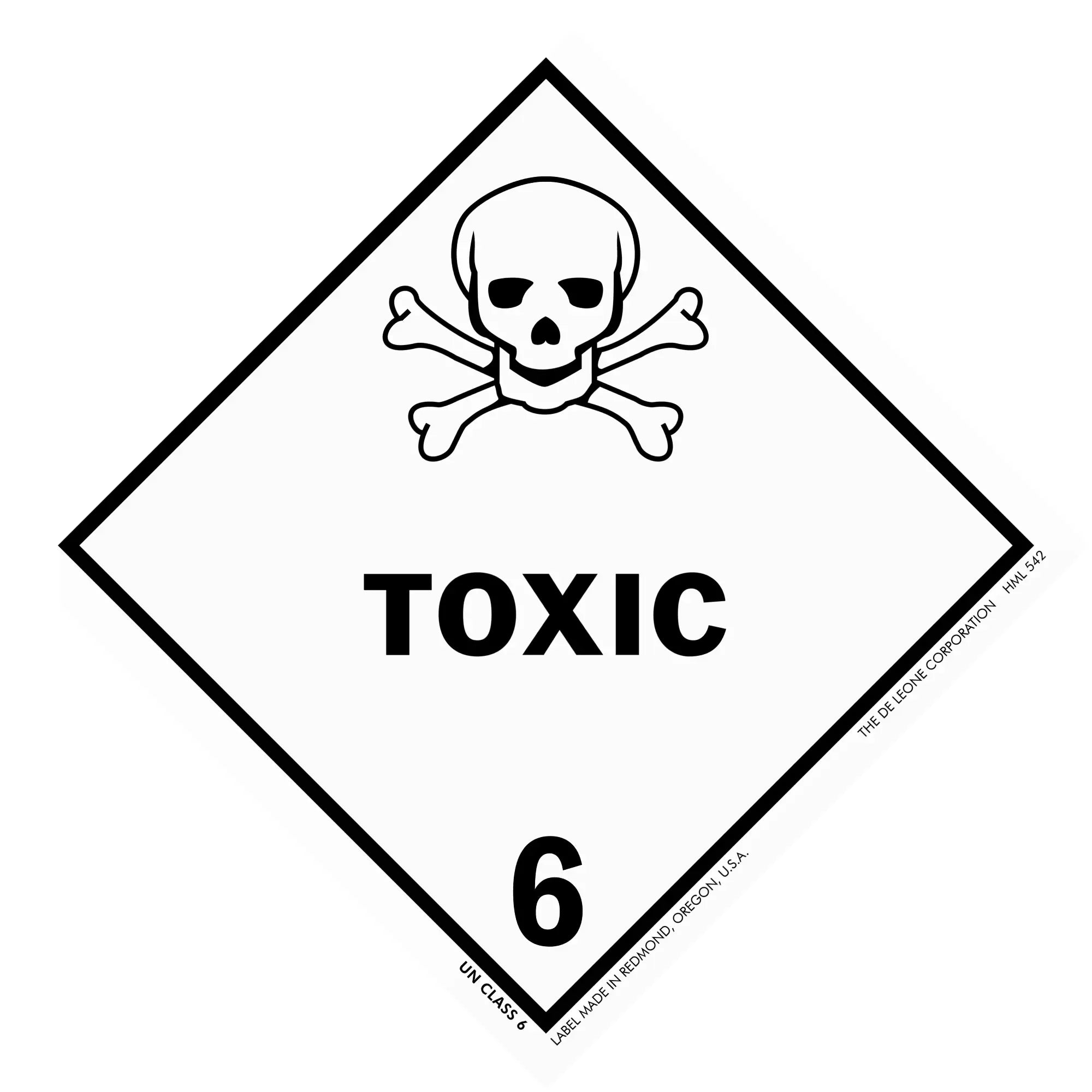 Warning sign with skull and crossbones symbol indicating toxic hazard class 6.