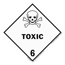 Warning sign with skull and crossbones symbol indicating toxic hazard class 6.