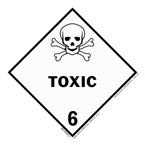 Warning sign with skull and crossbones symbol indicating toxic hazard class 6.