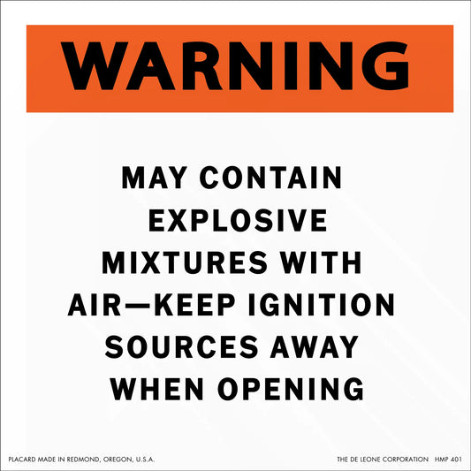 Warning sign about explosive mixtures and ignition sources.