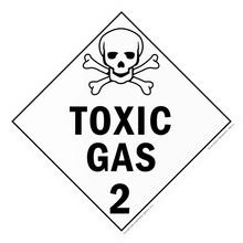 Warning sign for toxic gas with skull and crossbones symbol.