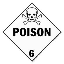 Warning sign with skull and crossbones symbol indicating poison hazard class 6.