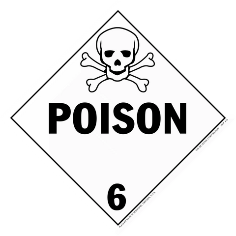 Warning sign with skull and crossbones symbol indicating poison hazard class 6.