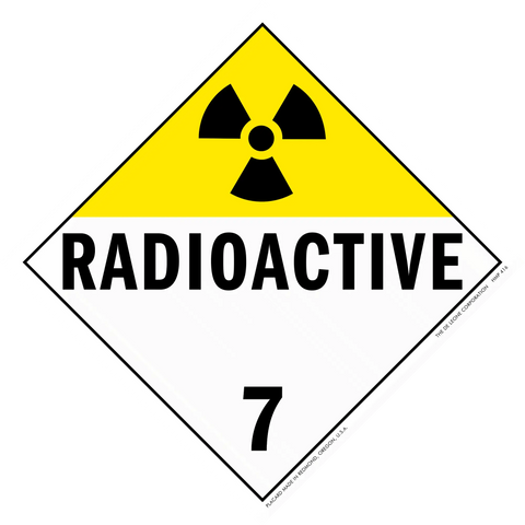 Warning sign for radioactive materials with hazard class 7 designation.