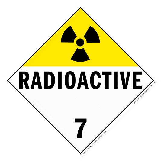 Warning sign for radioactive materials with hazard class 7 designation.