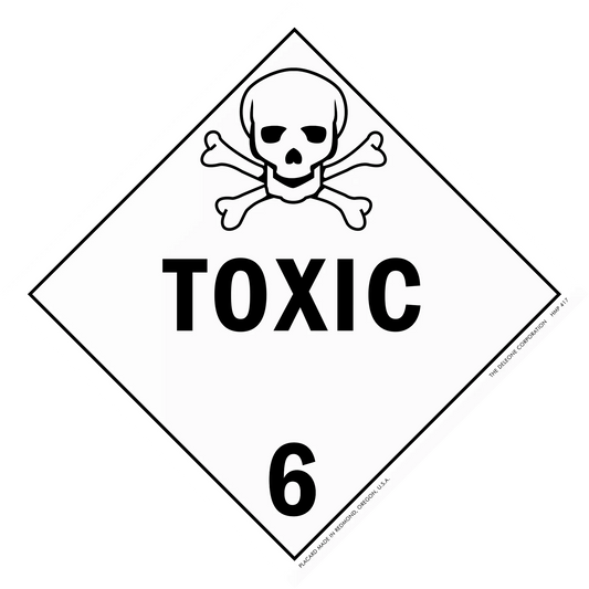 Warning sign with skull and crossbones symbol indicating toxic hazard class 6.