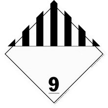 Hazardous materials warning placard with black stripes and number 9.