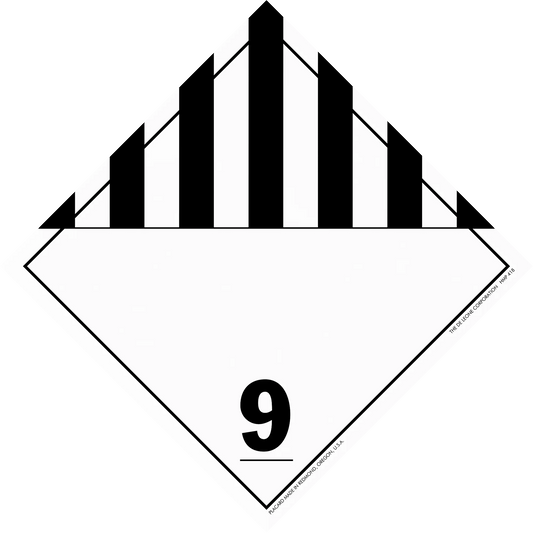 Hazardous materials warning placard with black stripes and number 9.