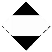 Diamond-shaped placard with black triangles at top and bottom separated by a white center band.