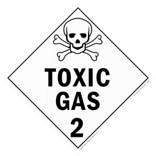 Warning sign for toxic gas with skull and crossbones symbol.