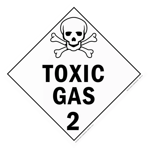 Warning sign for toxic gas with skull and crossbones symbol.