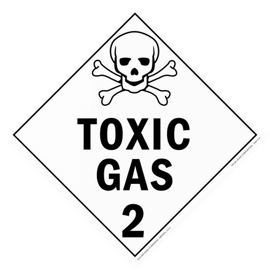 Warning sign for toxic gas with skull and crossbones symbol.