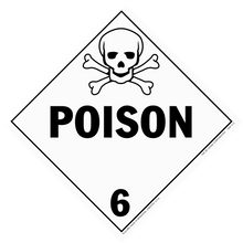 Warning sign with skull and crossbones symbol indicating poison hazard class 6.