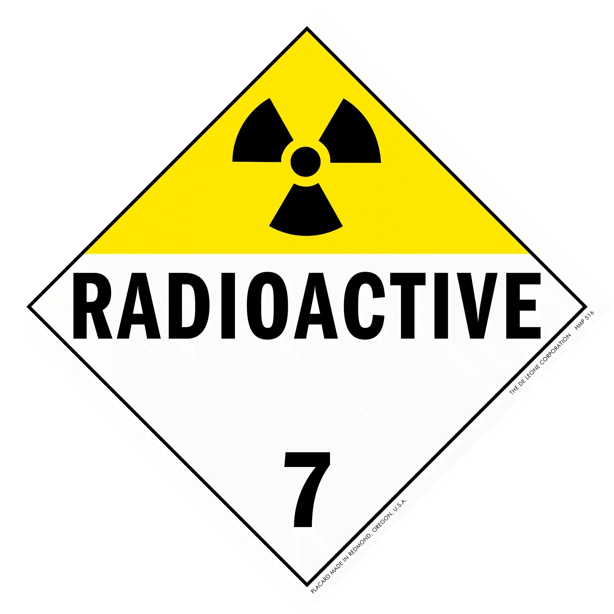 Warning sign for radioactive materials with hazard class 7 designation.