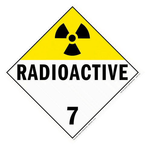 Warning sign for radioactive materials with hazard class 7 designation.