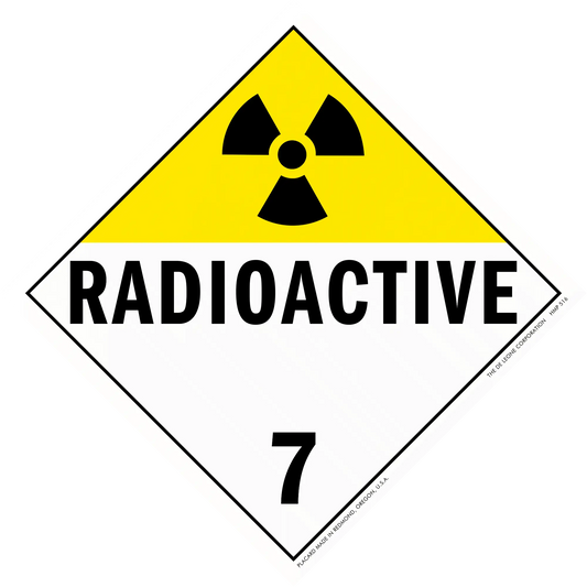 Warning sign for radioactive materials with hazard class 7 designation.