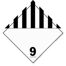 Hazardous materials warning placard with black stripes and number 9.