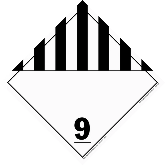 Hazardous materials warning placard with black stripes and number 9.