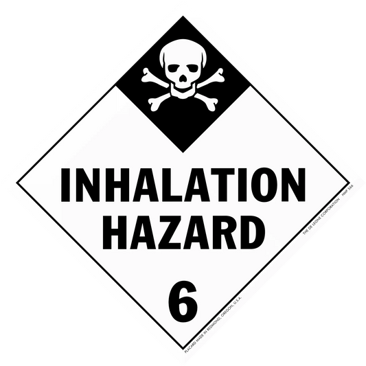 Warning sign for inhalation hazard class 6 with skull and crossbones symbol.