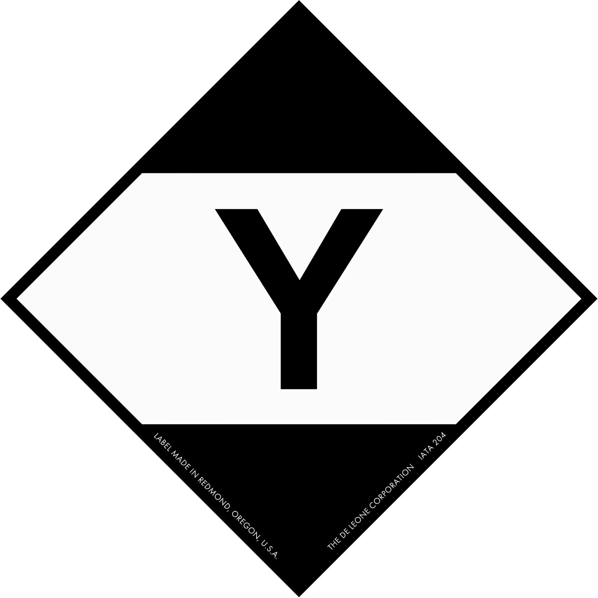 Black and white diamond-shaped sign containing the letter ’Y’