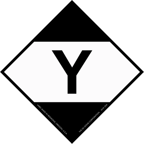 Black and white diamond-shaped sign containing the letter ’Y’