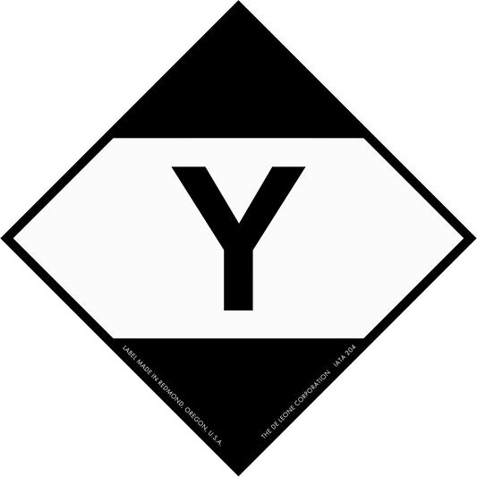 Black and white diamond-shaped sign containing the letter ’Y’