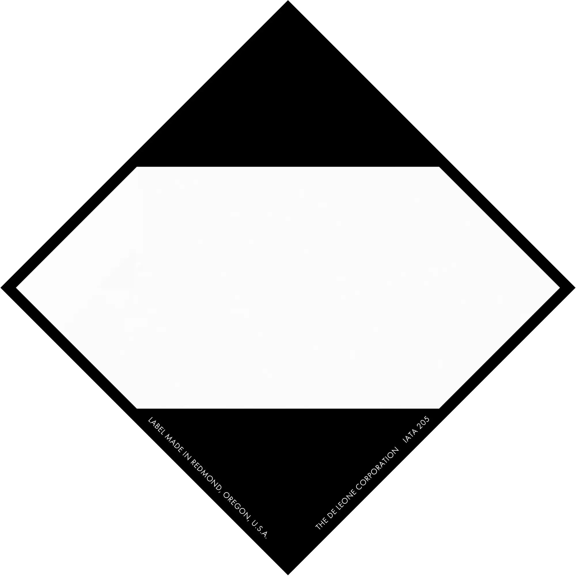 Black and white diamond-shaped placard with blank center space.
