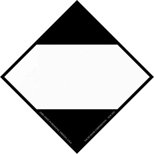 Black and white diamond-shaped placard with blank center space.