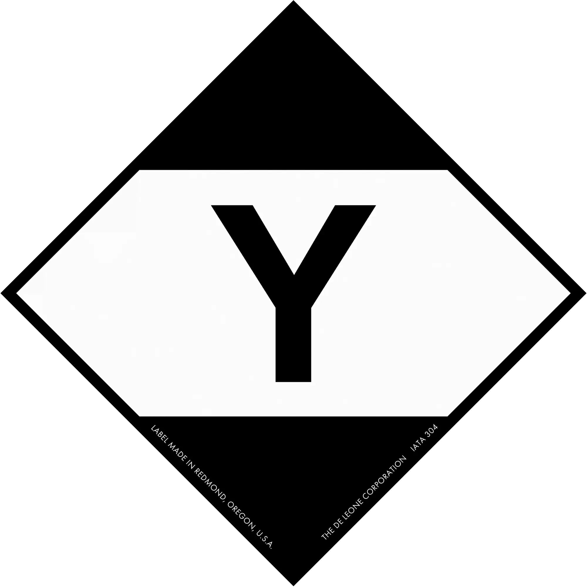 Black and white diamond-shaped sign containing the letter ’Y’