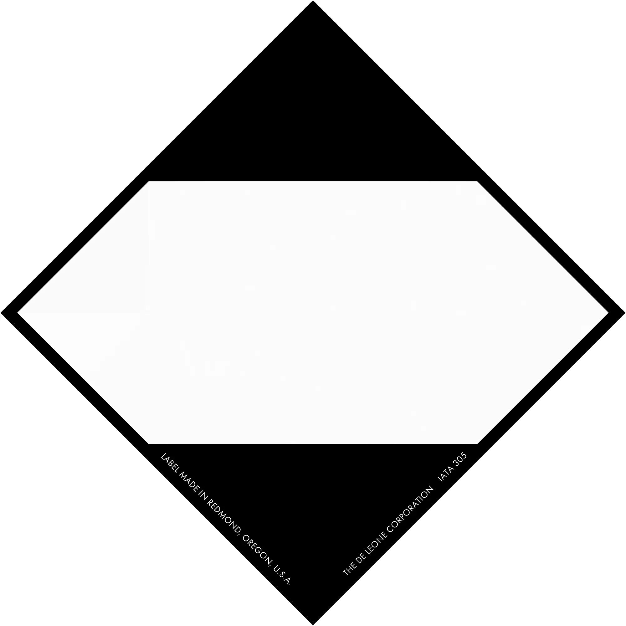 Black and white diamond-shaped placard with blank center space.