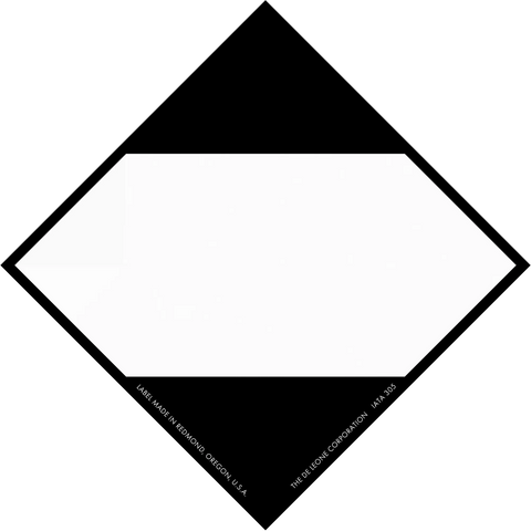 Black and white diamond-shaped placard with blank center space.