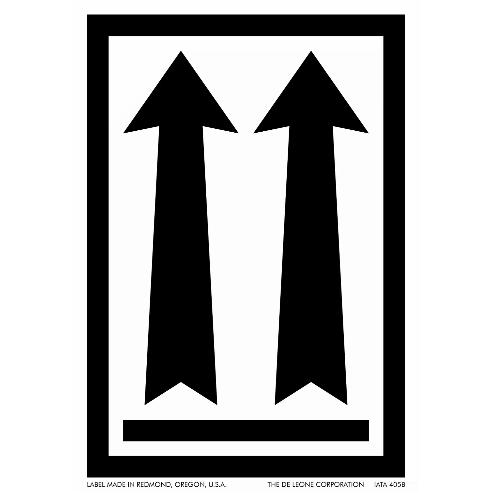 Two black upward-pointing arrows within a rectangular border.