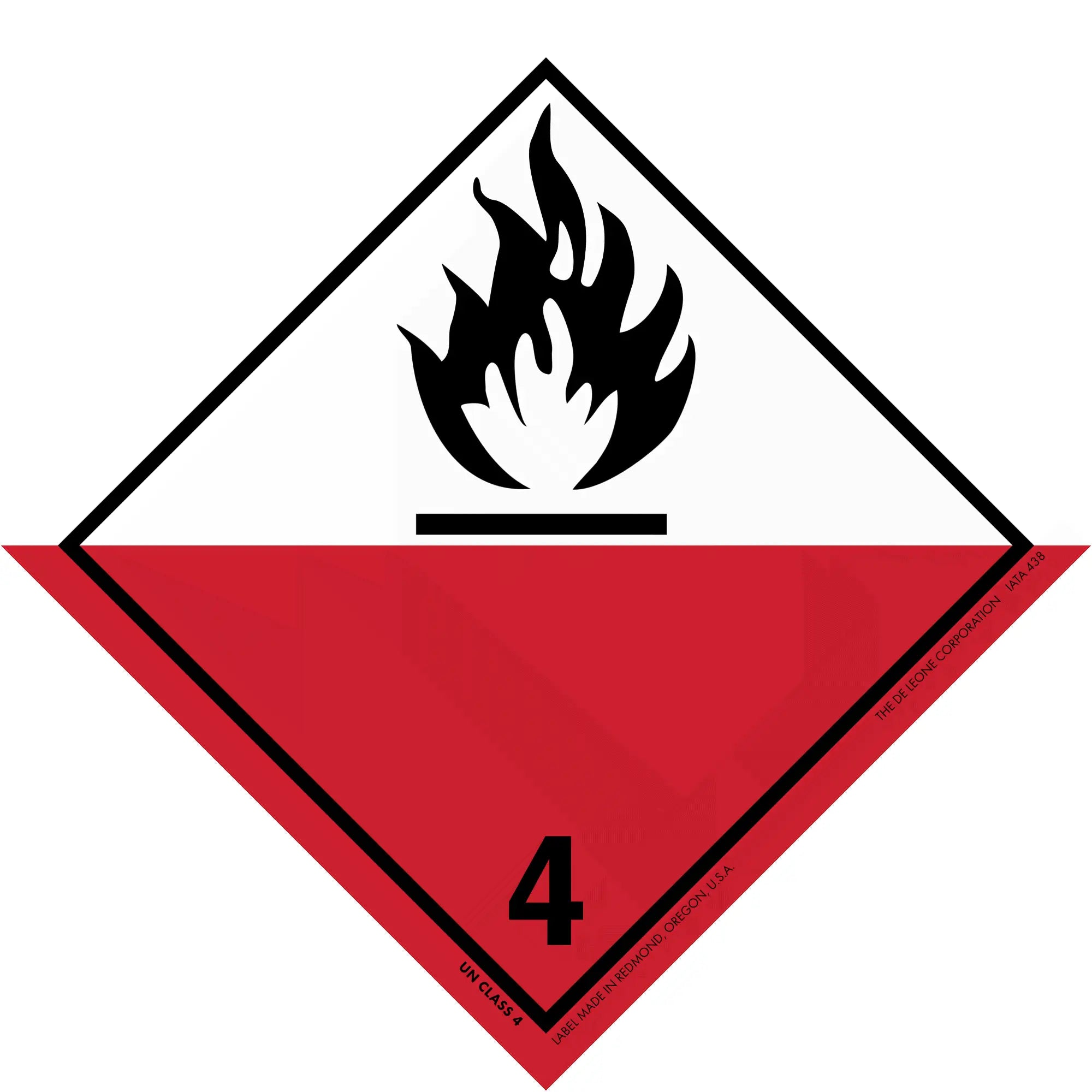 Hazardous material warning symbol for spontaneously combustible substances (Class 4).